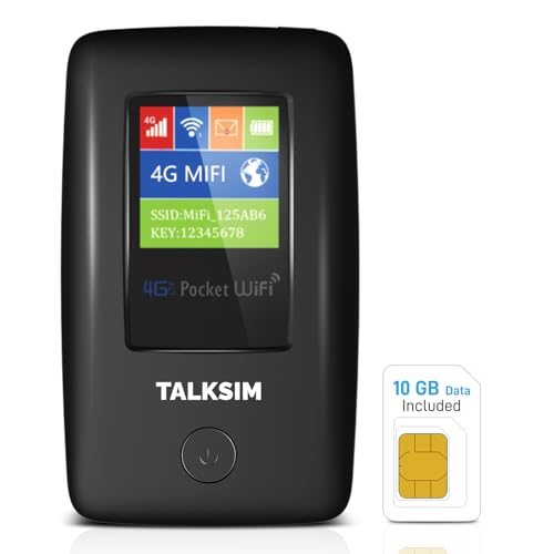 TALKSIM 10GB Data Model MF67 Cellular 4G LTE Portable Wi-Fi Hotspot