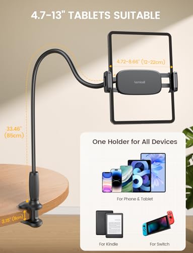 Lamicall Tablet Holder STGT03 Adjustable Gooseneck Mount for 4.7-13 inches Tablets and Cell Phones