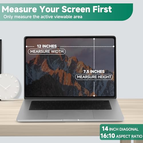 IRUYO FL 14 Inch Nano-Suction Laptop Privacy Screen, 16:10, 5.6 oz, Anti-Glare, Blue Light Filter