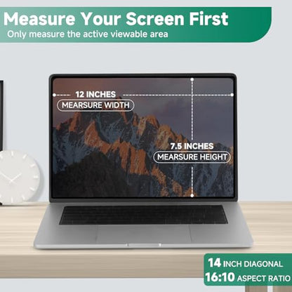 IRUYO FL 14 Inch Nano-Suction Laptop Privacy Screen, 16:10, 5.6 oz, Anti-Glare, Blue Light Filter