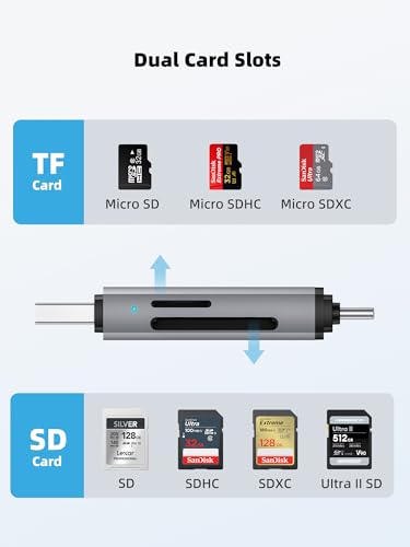 DSRKE USB 3.0 MicroSD and SD Card Reader Dual Slot Adapter D01G