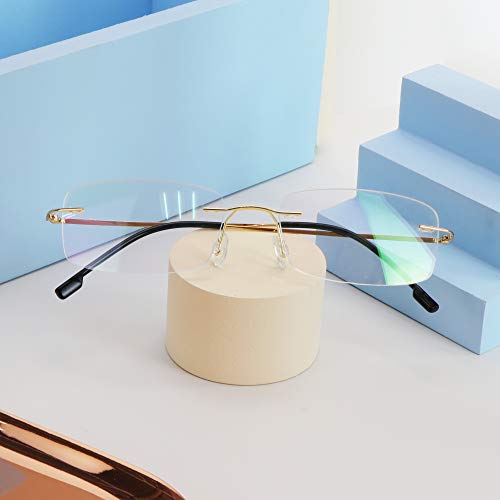 LifeArt 1 Count 858_(jin)+0.00 Lens 51mm x 29mm Blue Light Blocking Rimless Reading Glasses