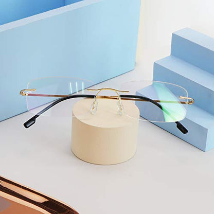 LifeArt 1 Count 858_(jin)+0.00 Lens 51mm x 29mm Blue Light Blocking Rimless Reading Glasses