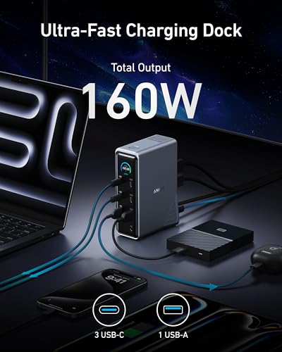 Anker 14-Port Docking Station A83B6, 160W Power Output, 10Gbps Data Transfer, Dual HDMI, USB-C