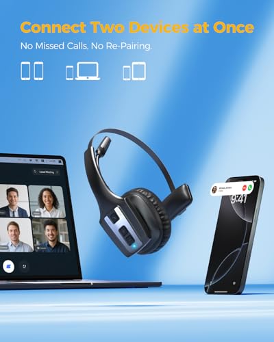 OTYHVV DH19 Bluetooth Headset Wireless Dual Microphone Noise Cancellation Black