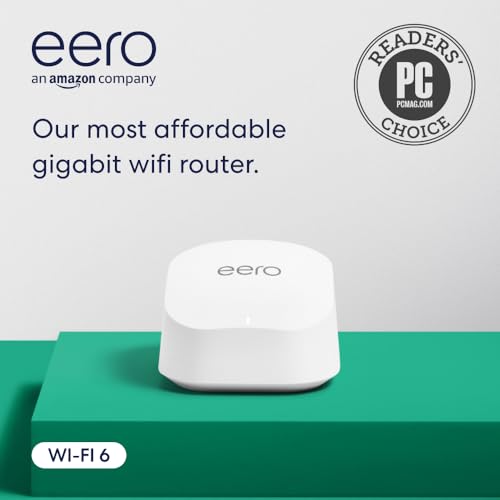 Amazon eero 6+ 1-pack Mesh Wifi Router Gigabit Speed Up to 1500 sq. ft. Coverage