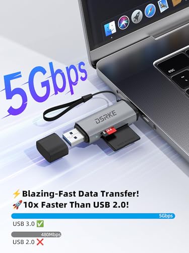 DSRKE USB 3.0 MicroSD and SD Card Reader Dual Slot Adapter D01G