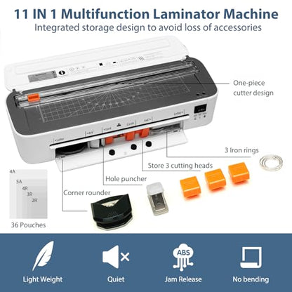OidoZac 9 Inch Laminator Machine Model OidoZac-11in1 - 11 in 1 Laminating Capacity - Dual Roller System - Cold and Hot Laminating Options