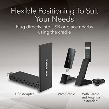 NETGEAR 3.66" Length A8000 USB 3.0 Adapter 1.24" Width 0.57" Height Black