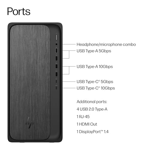 HP M02-0127c Desktop Computer PC, AMD Ryzen 7 8700G, 32GB DDR5 RAM, 1TB SSD, Radeon 780M Graphics, Wi-Fi 6