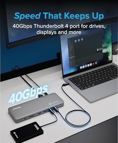 Plugable 13-in-1 Thunderbolt 4 Dock TBT-UDM Dual 4K HDMI 100W Charger 13 Ports USB-C USB-A 6x USB 4x HDMI