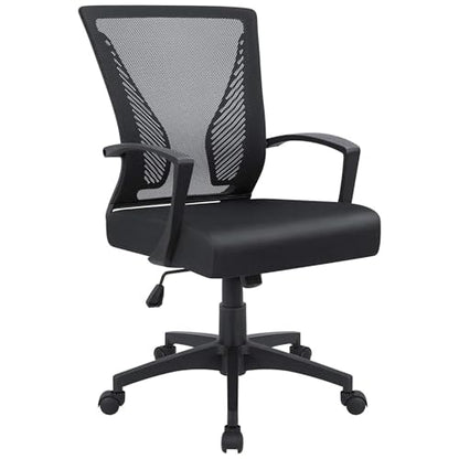 Furmax Mid Back Swivel Office Chair OCNC7510 Ergonomic Mesh Desk Chair with Armrests (Black)