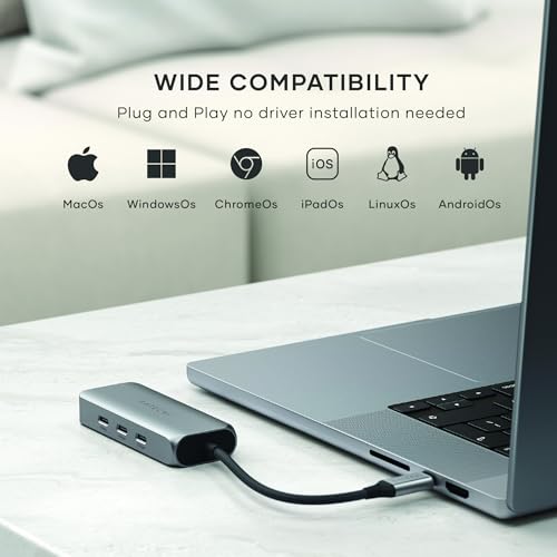 Satechi ST-H3C25EM USB C Ethernet Adapter 2.5 Gigabit 4-in-1 Network Adapter