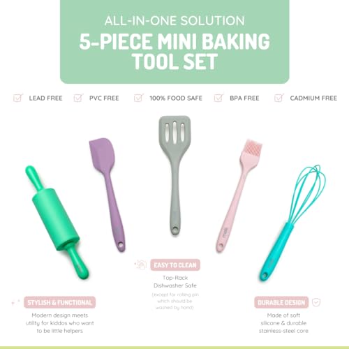 melii 5 Piece Real Mini Baking Tool Set Cooking Tools for Kids