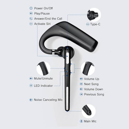 Kelazola G6 Wireless Headset Bluetooth 5.0, In-Ear Earpiece with Integrated Microphone