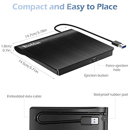Rioddas 5.78" x 5.7" External CD/DVD Drive USB 3.0 Model BT638
