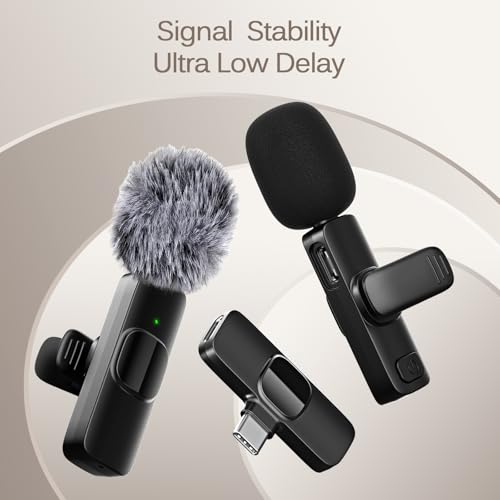 Labstandard Wireless Lavalier Microphone K9 Dual Channel Omnidirectional - Bluetooth-Compatible, USB Type-C & Lightning for Smartphones