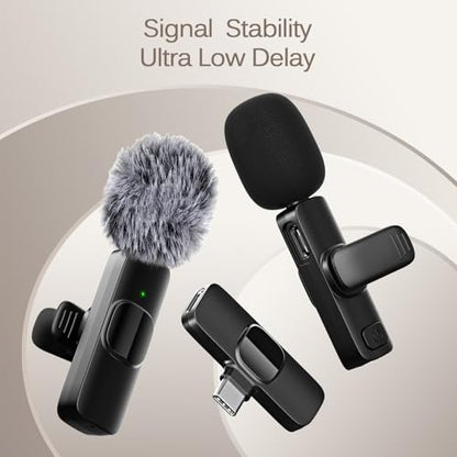 Labstandard Wireless Lavalier Microphone K9 Dual Channel Omnidirectional - Bluetooth-Compatible, USB Type-C & Lightning for Smartphones
