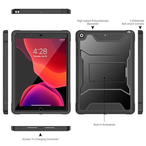 Soke 10.2 Inches 10.2QBH23-Black Solid Case for iPad 9th/8th/7th Generation