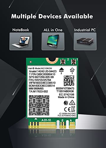 NICGIGA 802.11ax WiFi 6E Wireless Network Card AX210 M.2 NGFF Bluetooth 5.3 Max 5400Mbps Compatible with Windows 10/11