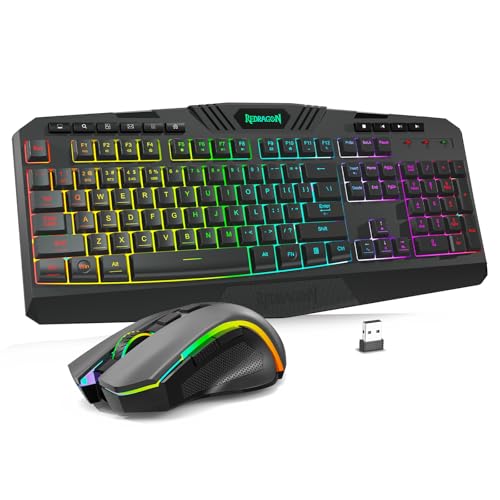 Redragon S101MKS 2.4G Bluetooth Wired Ergonomic Keyboard and Mouse QWERTY Black-New