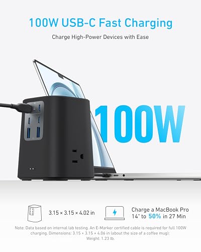 Anker 9-in-1 Power Strip A91C6 125 Volts 300 Joules with 6 USB Ports