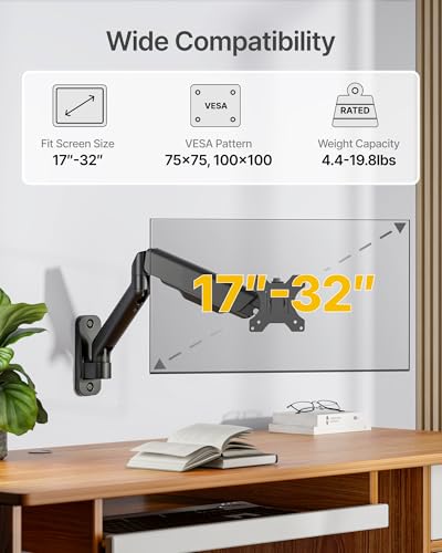 monTEK Single Monitor Wall Mount MA1002WBK 17-32 inches Black Aluminum