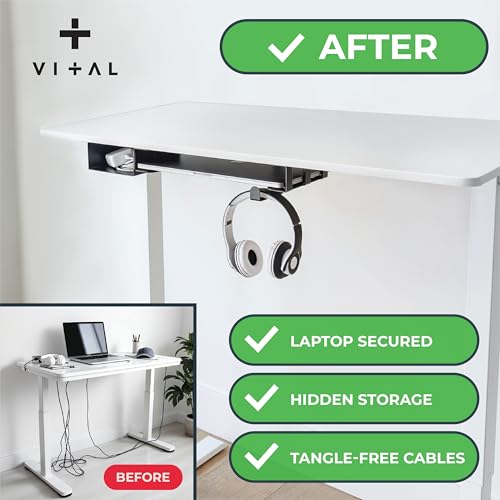 VI+AL 6x2x2 Carbon Steel Under Desk Laptop Mount - Mat Black - B0CK1H6M9M
