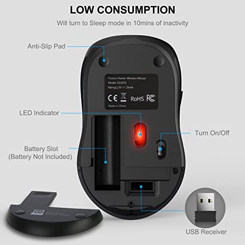 WisFox Wireless Mouse M01 2.4GHz Optical 1600 DPI (Grey)