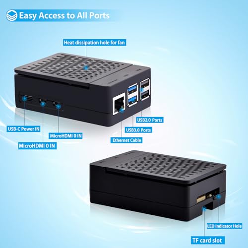 GeeekPi Mini ITX ABS Case with Armor Lite V5 Active Cooler for Raspberry Pi 5