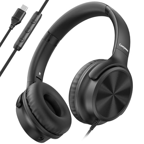 Cowyawn USB C Headphones Wired 40mm Dynamic Driver Over Ear Noise Isolation Stereo Adjustable Headband