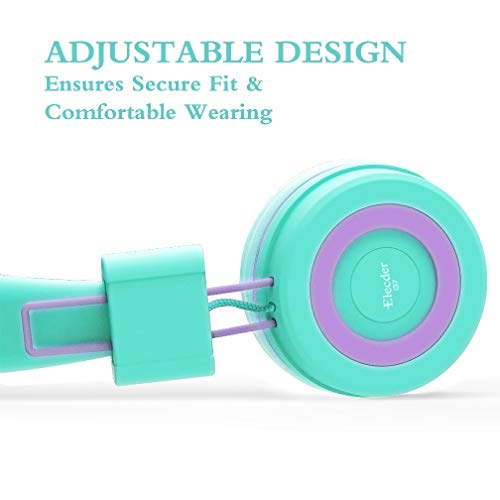 ELECDER i37 Kids Headphones - On-Ear, 3.5mm Jack, Adjustable, Foldable, Green