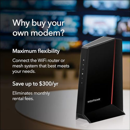 NETGEAR 2-Port Cable Modem (CM2500) - 2000Mbps Downstream, 1000Mbps Upstream, Black