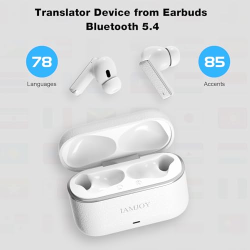 IAMJOY P200 Wireless Translator Earbuds 163 Languages Dual Noise Cancelling White