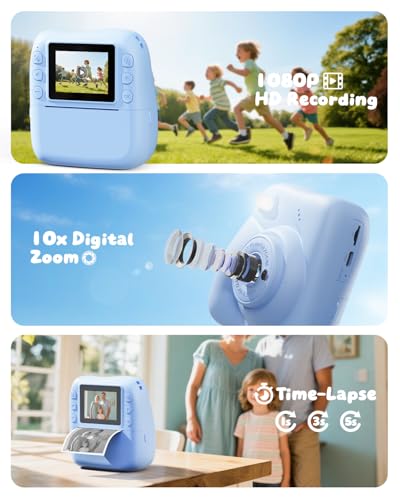 CAMCLID 2 Inch M5 48 MP Instant Camera Black and White