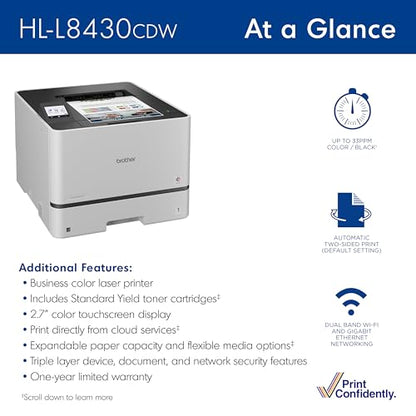 Brother HL-L8430CDW 2400x600 DPI Color Laser Printer