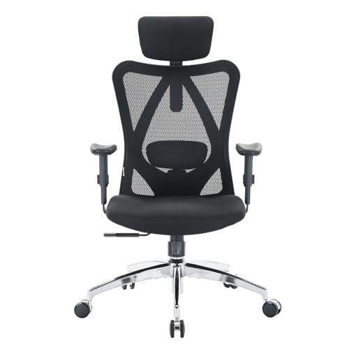SIHOO M18 Ergonomic Office Chair Black, Model B100-Lite-M101-JT-JP, Adjustable Headrest, Lumbar Support, 330lbs Weight Capacity