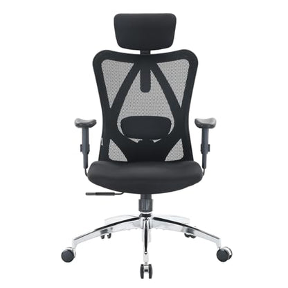 SIHOO M18 Ergonomic Office Chair Black, Model B100-Lite-M101-JT-JP, Adjustable Headrest, Lumbar Support, 330lbs Weight Capacity