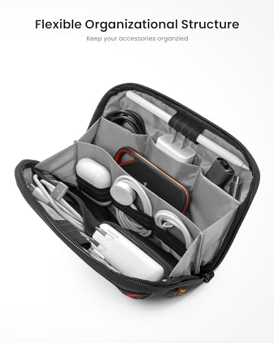 tomtoc S T13S1D1 Zipper Cable Organizer Pouch, Black, Nature Pattern, 2.11 Liters Capacity