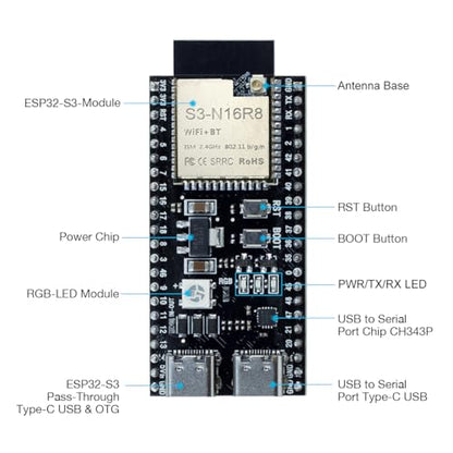 Hosyond ESP32-S3 Development Board N16R8 240MHz 16MB Flash 8MB PSRAM Dual-Mode Wi-Fi Bluetooth