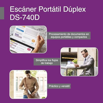 Brother DS-740D Duplex Compact Mobile Document Scanner 300 DPI USB CCD 1.43 lbs 25 Sheets
