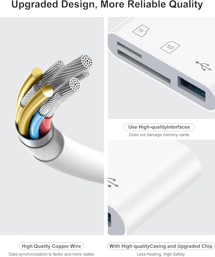 Haoano SD Card Reader SD/TF Multi-Card USB Type C and Lightning Adapter