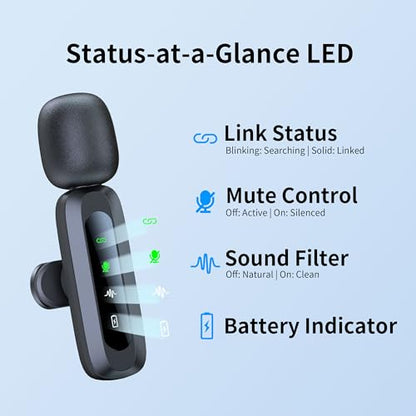 Uewpv Mini Wireless Lavalier Microphone, Model Microphone cravate sans fil, USB Connectivity, Omnidirectional, 20Hz - 20KHz Frequency Response, Battery Powered