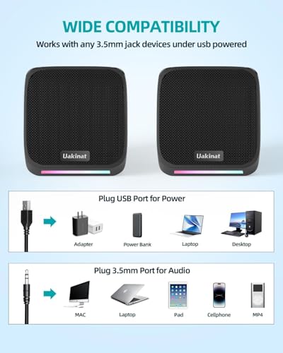Uakinat 2.55 Inches E-1078 Mono Desktop Speakers 6 Watts USB Powered Multimedia