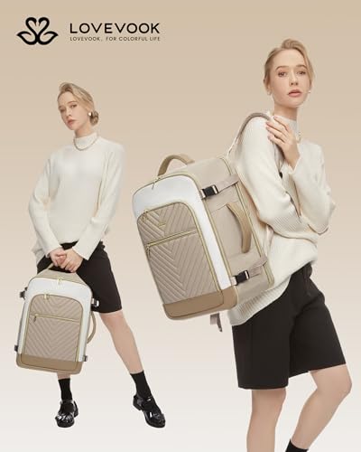 LOVEVOOK 40L 22148 Adult Water Resistant Travel Laptop Backpack with Adjustable Straps and Multiple Compartments