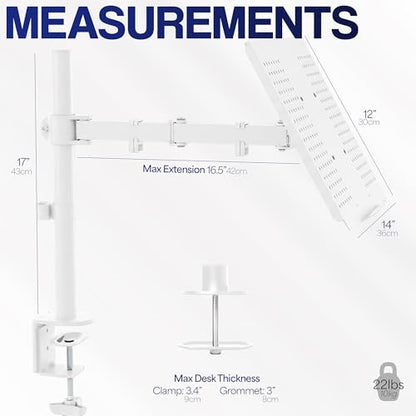 VIVO 17" STAND-V001LW Desk Mounted Tray Clamp Mount Adjustable Laptop Stand