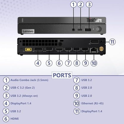 Lenovo ThinKCentre neo 50q Gen 4 Tiny 1L Business Mini Desktop Computer, 13th Gen Intel i5-13420H, 16GB DDR4 RAM, 512GB PCIe SSD, 2 DisplayPorts, Windows 11 Pro, WiFi 6