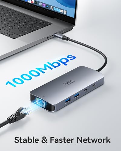 Selore&S-Global UC0517 USB C Docking Station 8 Ports Dual Monitor 4K Display