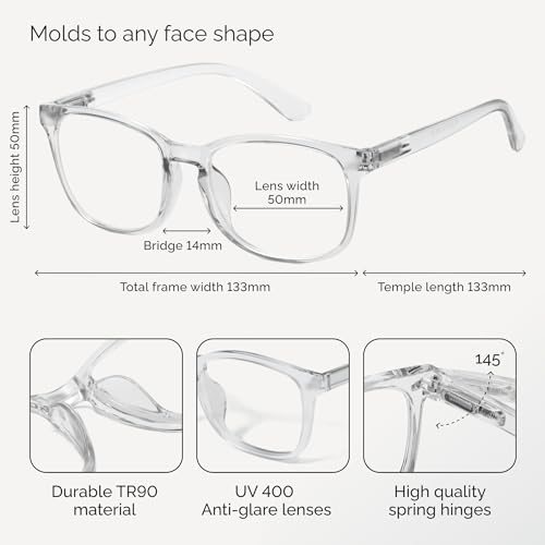 CCVOO 55cm 1.5D UV Polycarbonate Full Rim Reading Glasses for Adults