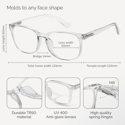 CCVOO 55cm 1.5D UV Polycarbonate Full Rim Reading Glasses for Adults